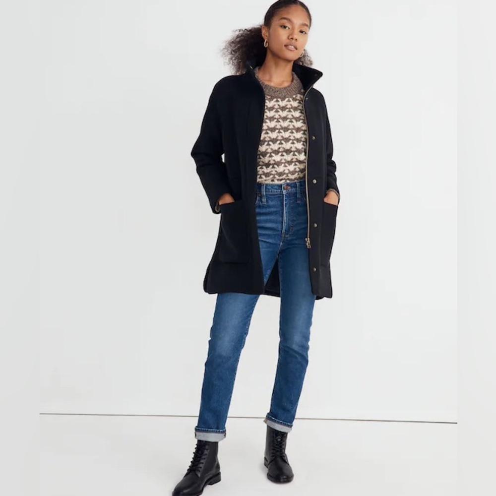 Madewell Estate Cocoon Coat in Insuluxe Fabric black size XXS extra extra small